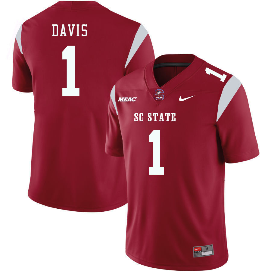 Men-Youth #1 Shaquan Davis South Carolina State Bulldogs 2023 College Football Jerseys Stitched-Red